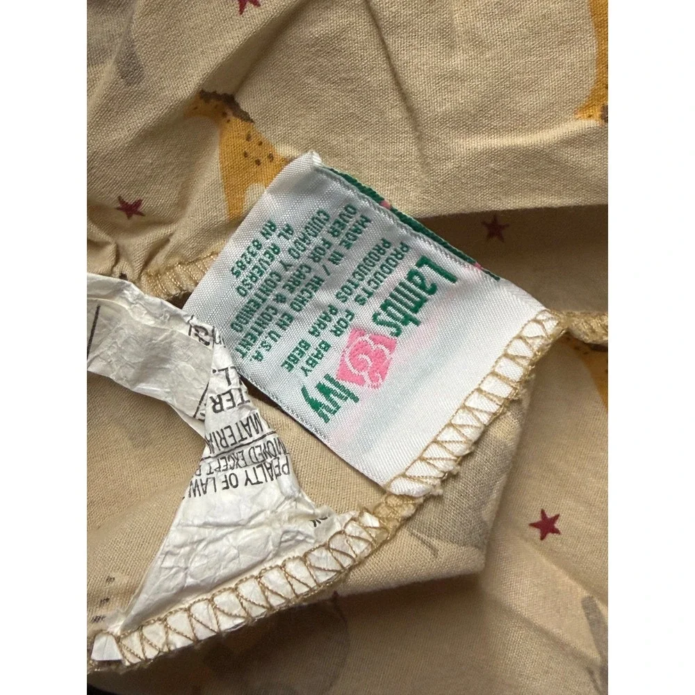Vintage Lambs & Ivy Safari Crib Sheet and Safari Plaid Valance Set Animals Star